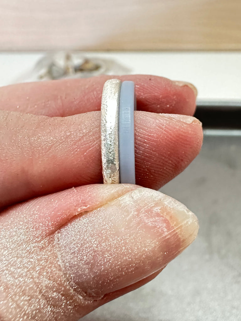 The Treasured Gem semi finished silver ring along side resin pattern