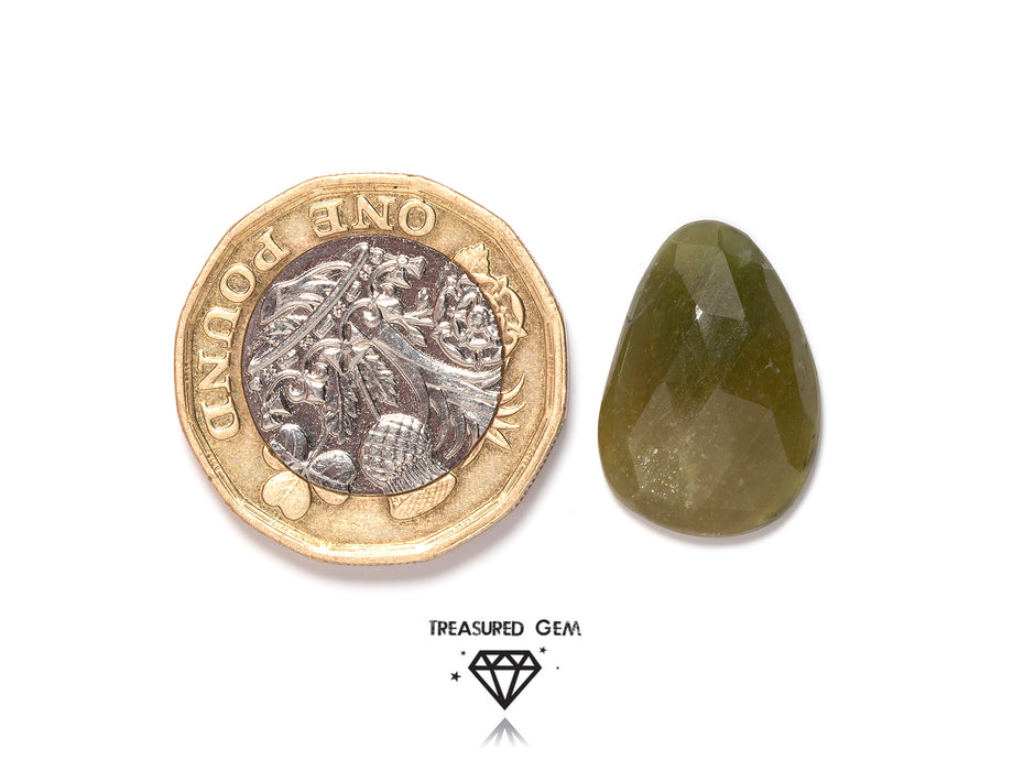 Loose Rose Cut online Sapphire Cabochon Solitaire in Bright Green Colour and Freeform Shape