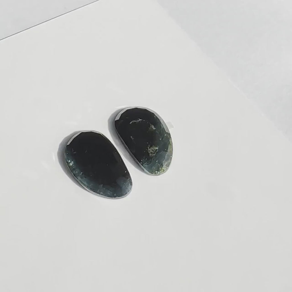 Loose Rose Cut Tourmaline Rich Green Colours Freeform Shape Pair