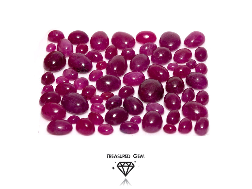 Loose Ruby Cabochons in Saturated Red Colours and Oval Shapes