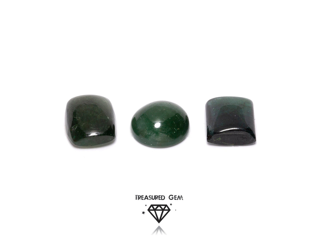 Loose Tourmaline Cabochons Jungle Green Tones Freeform Shape