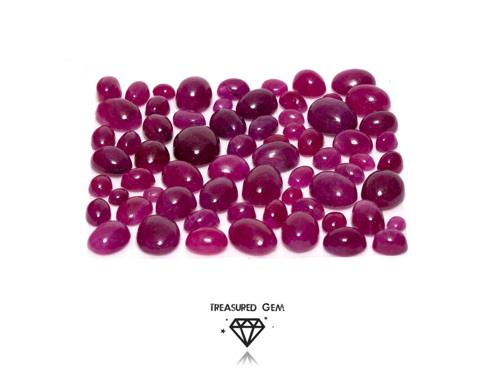 Loose Ruby Cabochons in Saturated Red Colours and Oval Shapes