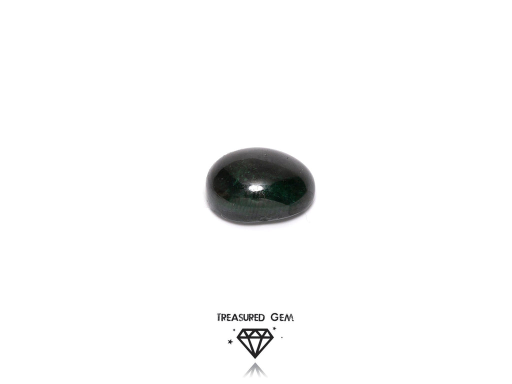 Loose Tourmaline Cabochon Solitaire Darkest Green Tones Freeform Shape