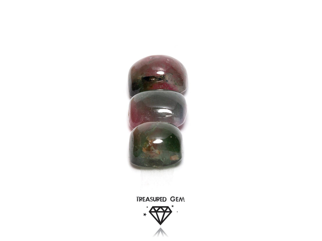 Loose Tourmaline Cabochons Swirled Watermelon Tones Freeform Shapes