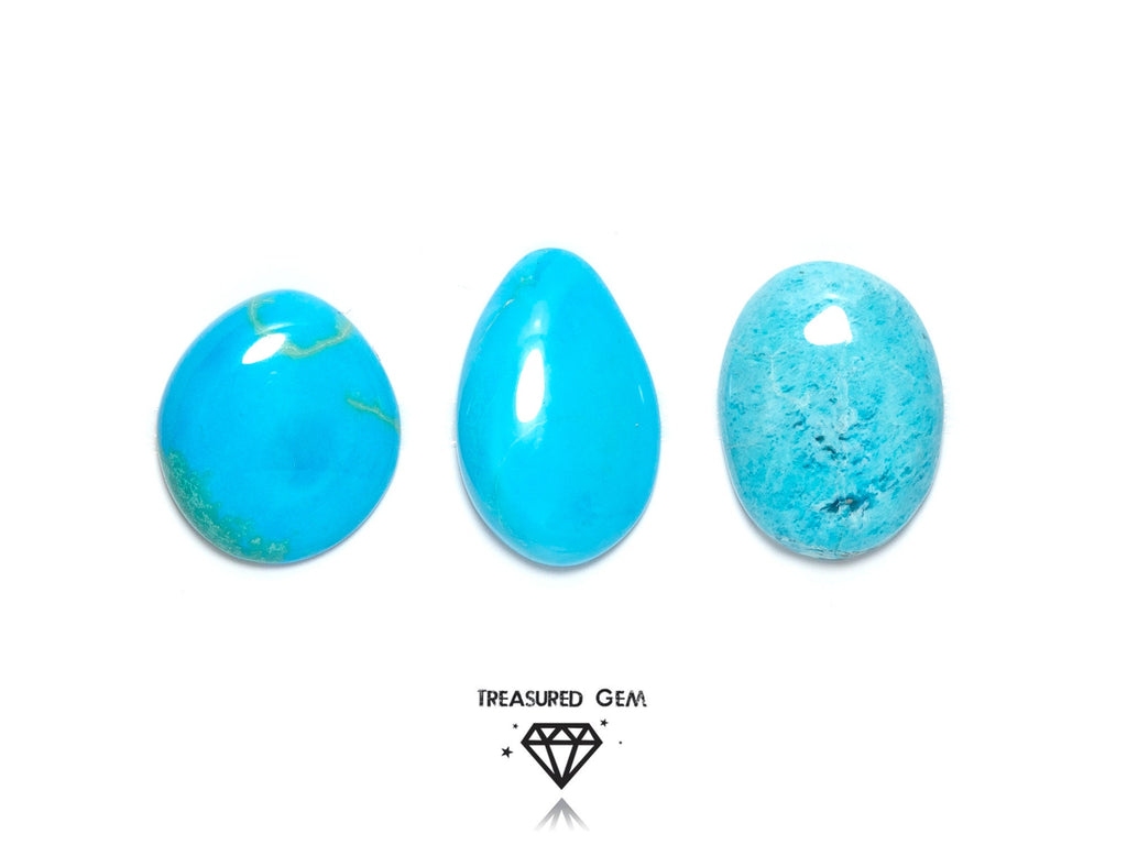 Loose Turquoise Cabochons Bright Blue Colours Freeform Shapes