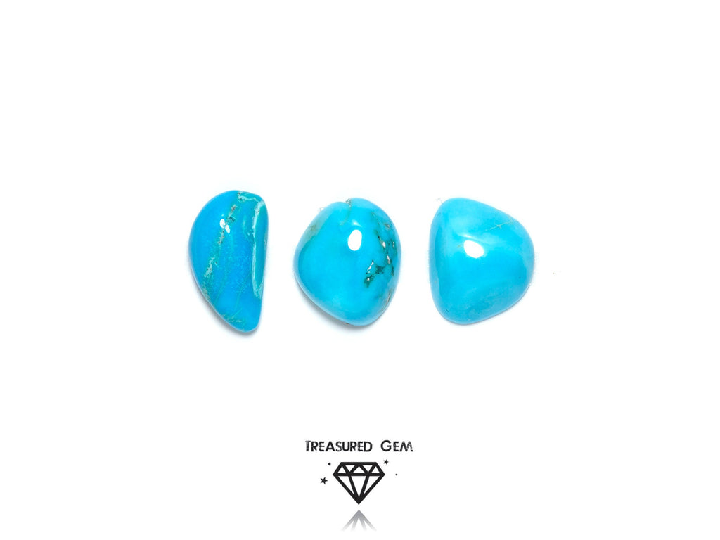 Loose Turquoise Cabochons Crisp Blue Shades Freeform Shapes