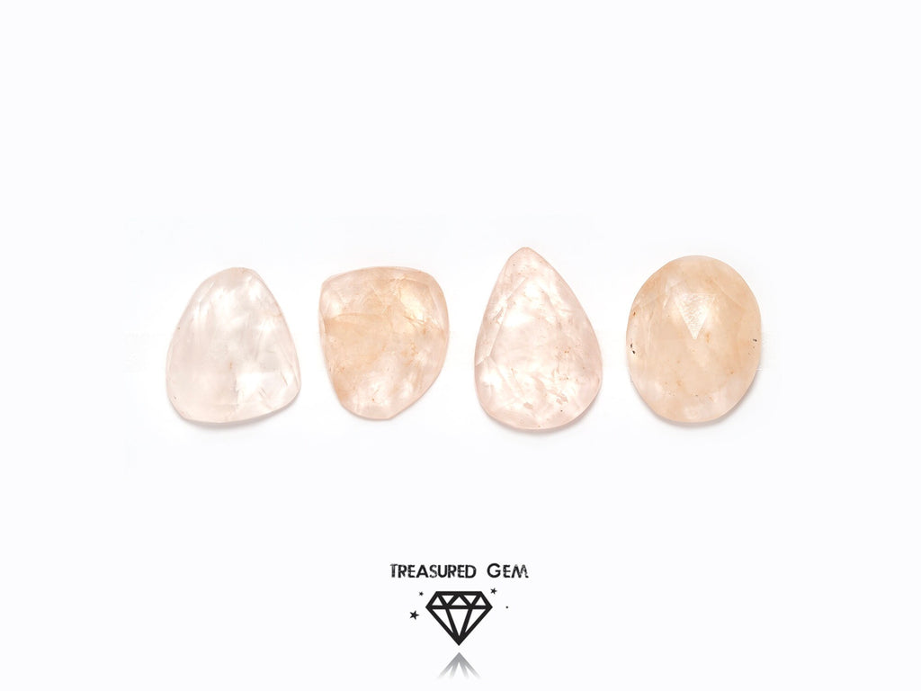 Loose Morganite Rose Cut Cabochons Subtle Pink Colours Freeform Shapes