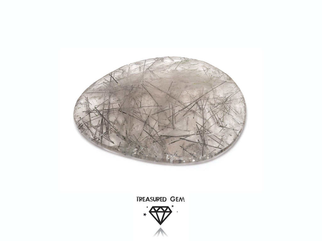 Tourmalated Quartz Gemstones Loose Rose Cut Cabochons in Monotone Colours and Freeform Shapes