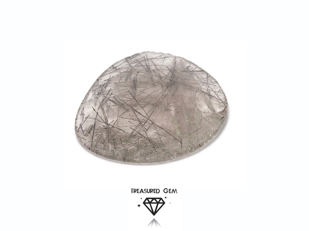 Tourmalated Quartz Gemstones Loose Rose Cut Cabochons in Monotone Colours and Freeform Shapes