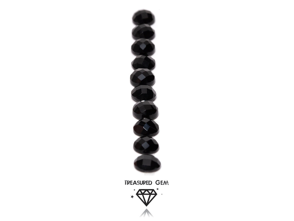 Black Onyx Gemstones Loose Rose Cut Cabochons in Deepest Colours and Round Shapes