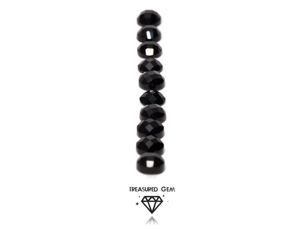 Black Onyx Gemstones Loose Rose Cut Cabochons in Pitch Colours and Round Shapes