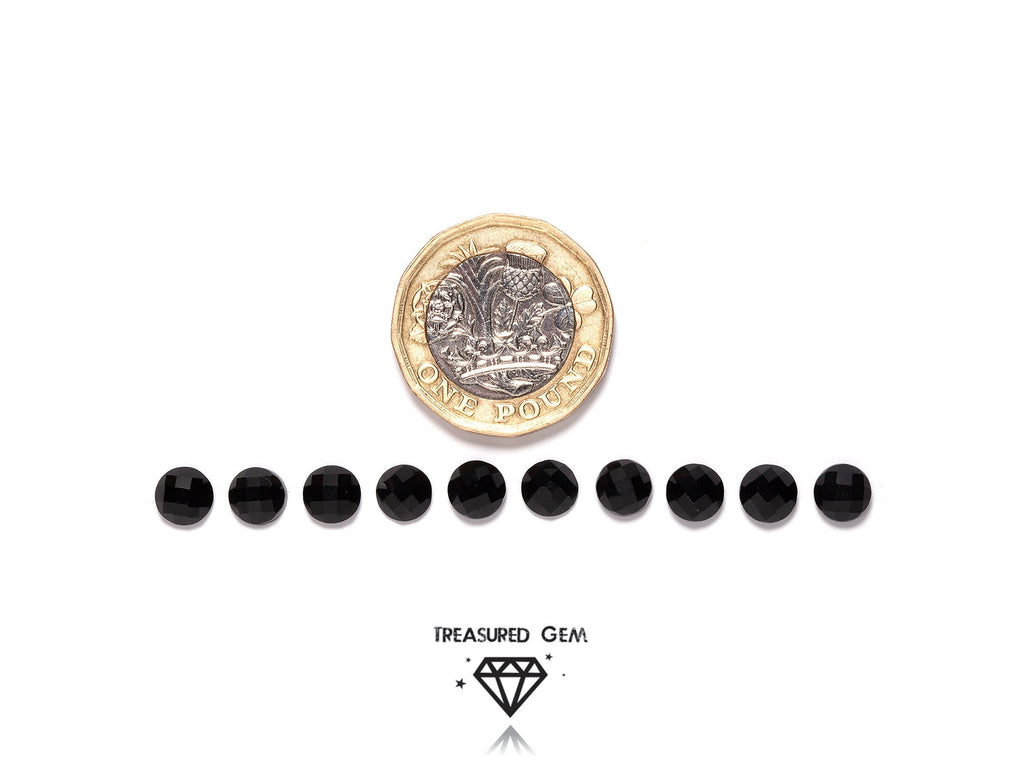 Black Onyx Gemstones Loose Rose Cut Cabochons in Pitch Colours and Round Shapes