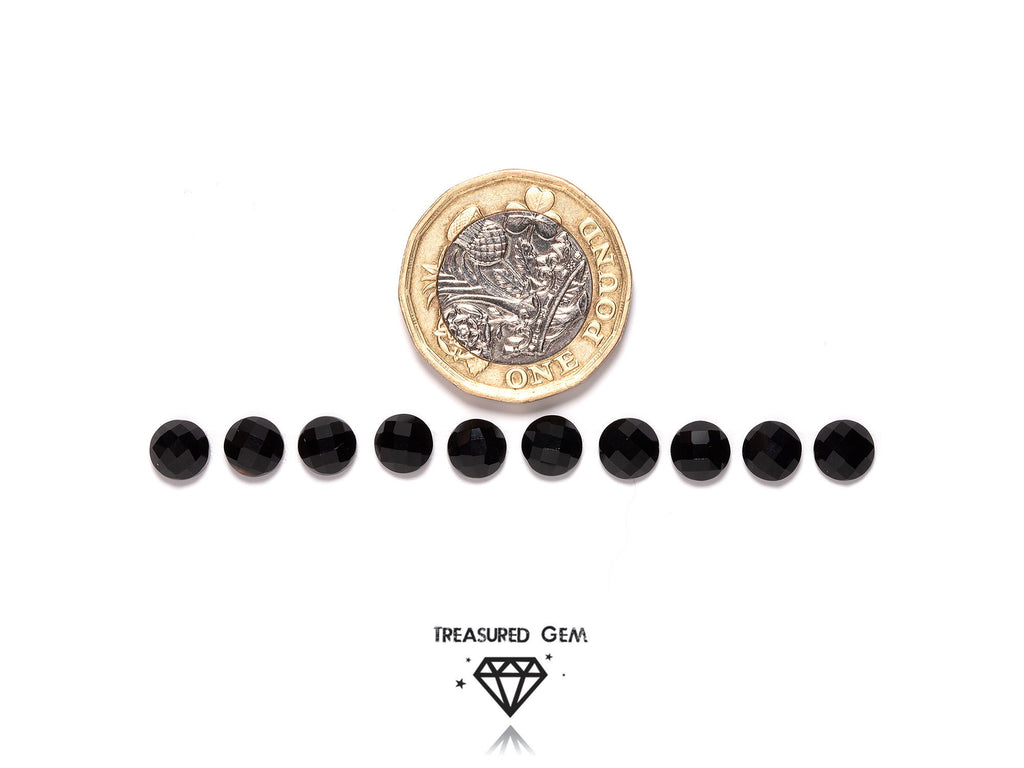 Black Onyx Gemstones Loose Rose Cut Cabochons in Monotone Colours and Round Shapes