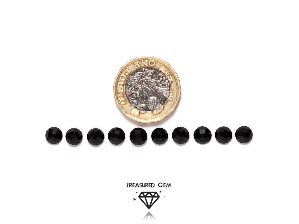 Black Onyx Gemstones Loose Rose Cut Cabochons in Grayscale Colours and Round Shapes