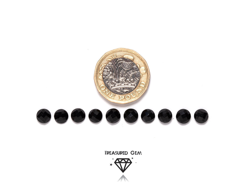 Black Onyx Gemstones Loose Rose Cut Cabochons in Midnight Colours and Round Shapes