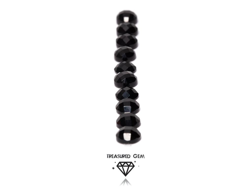 Black Onyx Gemstones Loose Rose Cut Cabochons in Pitch Colours and Round Shapes